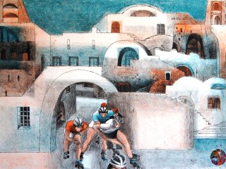 078PA - Pattinatori - cm. 50x70 - Litografia (Lithography)